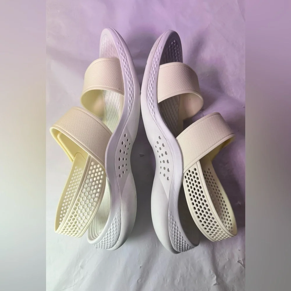 CROCS Women's Cream/Off-White Dual Strap Sandals